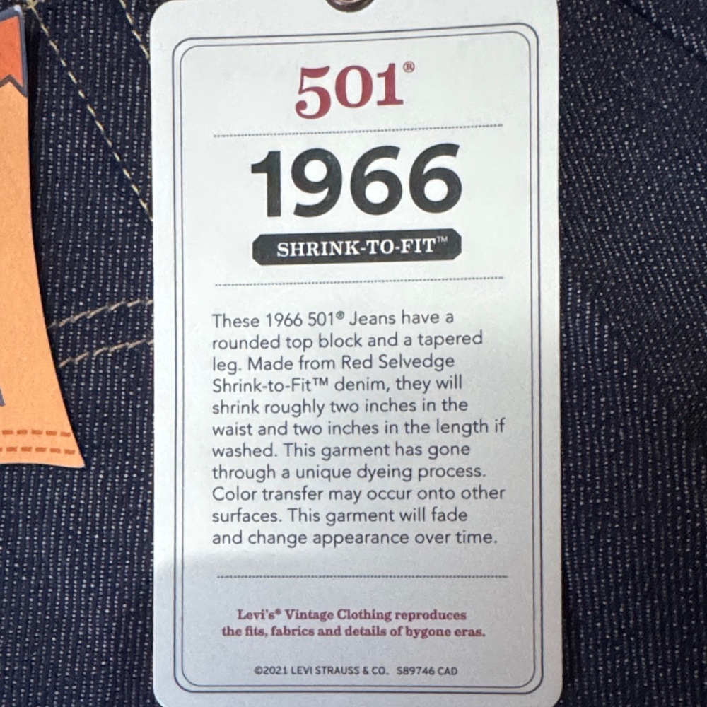 Levi's® Vintage Clothing
1966 501® ORIGINAL FIT MEN'S JEANS Shrink to Fit 34x34 - Picture 4 of 6